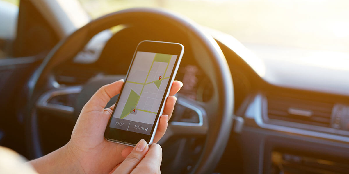 Person looking up directions on phone